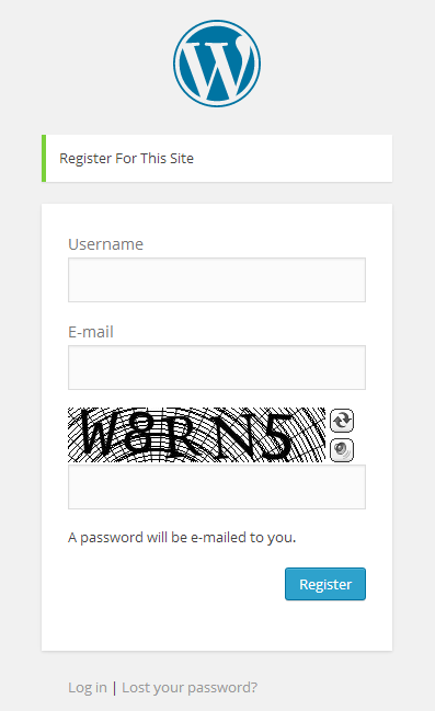 WordPress User Registration Captcha