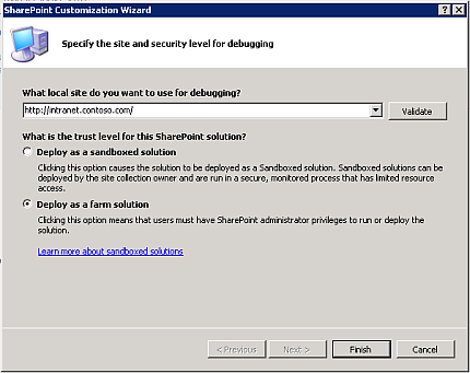 SharePoint CAPTCHA screenshot: Deployment settings