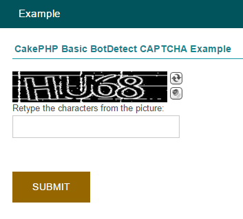 BotDetect CakePHP 3 CAPTCHA basic Captcha validation screenshot