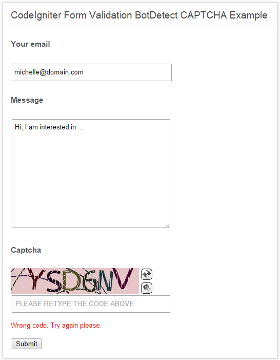 Contact Form In Html With Captcha Code In Php